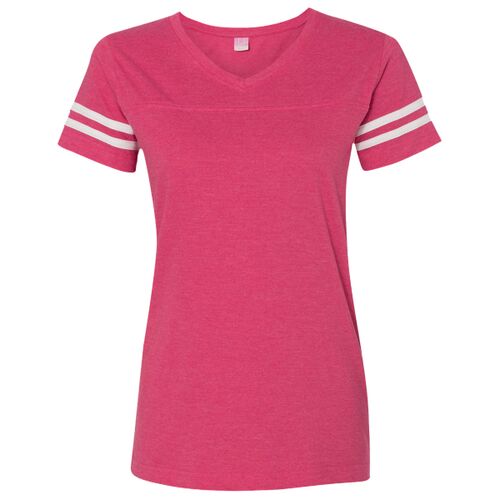 Women's Football V-Neck Fine Jersey Tee Thumbnail