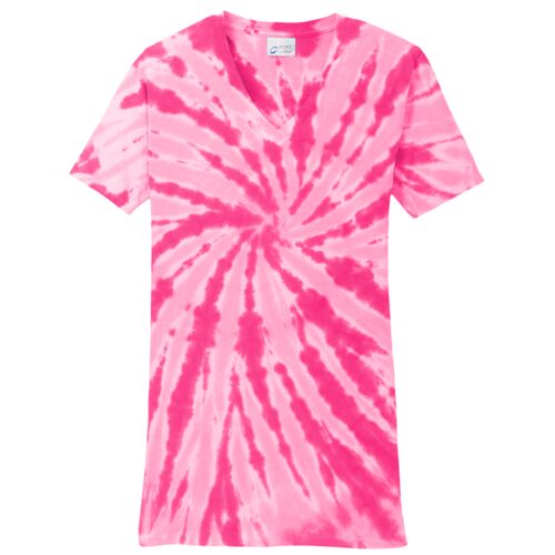 Ladies Tie Dye V Neck Tee Thumbnail